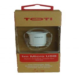 Авто зарядка Toti  TOTI Dual USB Car Charger with micro usb cable 1m 2.1 A, White