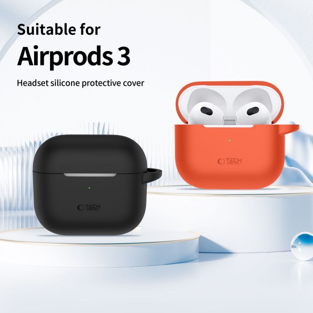 Korpus kõrvaklappidele Tech-Protect Apple Tech-Protect Silicone Hook Case for Apple AirPods 3 - Gray Gray