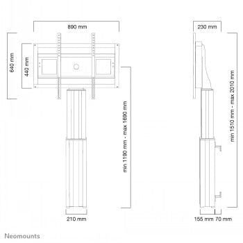 Кронштейн для телевизора NEOMOUNTS BY NEWSTAR  NEWSTAR MOTORISED FLOOR STAND/WALL MOUNT - VESA 200X200 UP TO 800X600 42-100" BLACK