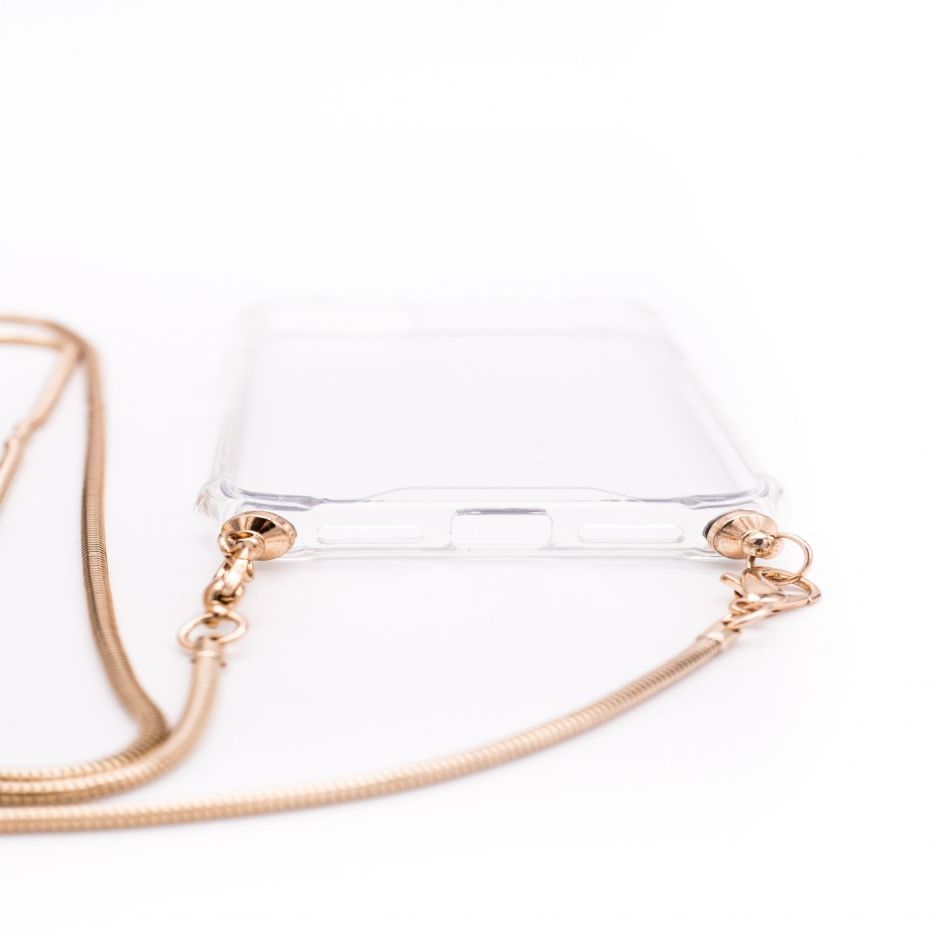 Чехол на заднюю панель Evelatus Apple iPhone 11 Pro Max Silicone Transparent with Necklace TPU Strap Gold