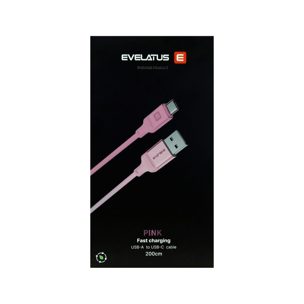 Cable Evelatus  Cable USB A to C 2M Aluminum housing braiding Pink Pink