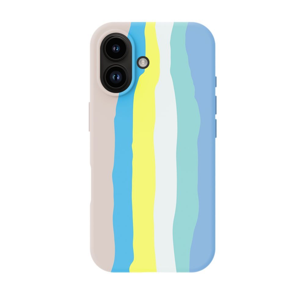 Back panel cover Evelatus Apple iPhone 16 Multi-Colored Silicone Case With MagSafe Beige Cream