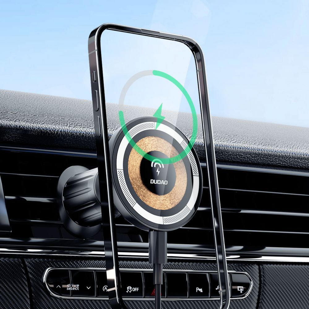Auto holder Dudao  Magnetic holder with MagSafe inductive charger for 15W Dudao F12MAX ventilation grille - black