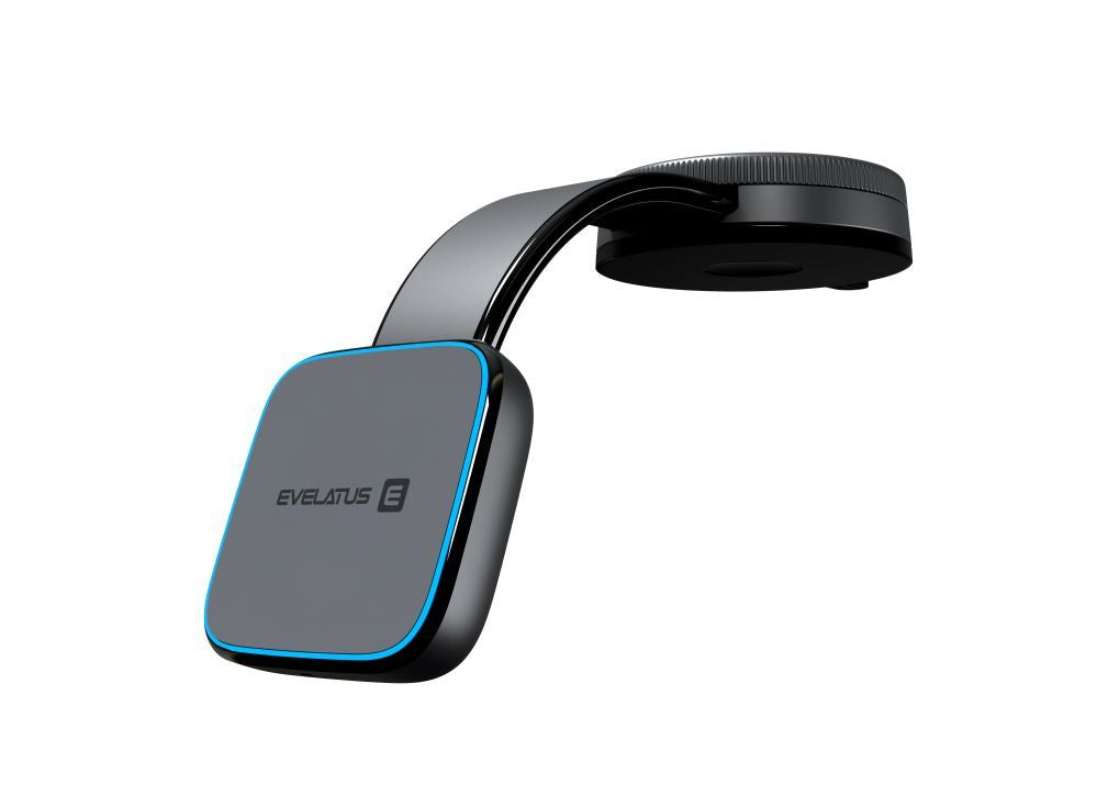 Autolaadijad Evelatus  MagSafe Qi wireless charging magnetic bendable 360 Swivel suction cup mount (for Car dashboard/Car windscreen) Black