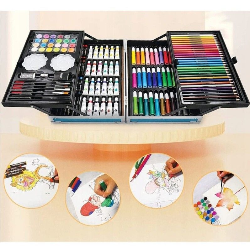 Mänguasjad iLike  Stationery Art Set for Kids 145pcs Creative Drawing Kit Pink Case