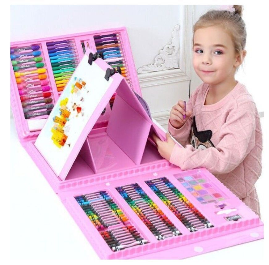 Mänguasjad Kiddyz  Stationery Set 208 pcs Kids Art Kit Drawing & Painting Supplies Pink