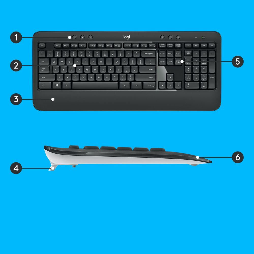 Компьютерная клавиатура Logitech  MK540 Advanced Keyboard and Mouse Set, Wireless, Mouse included, Batteries included, US, Wireless connection, USB, Black