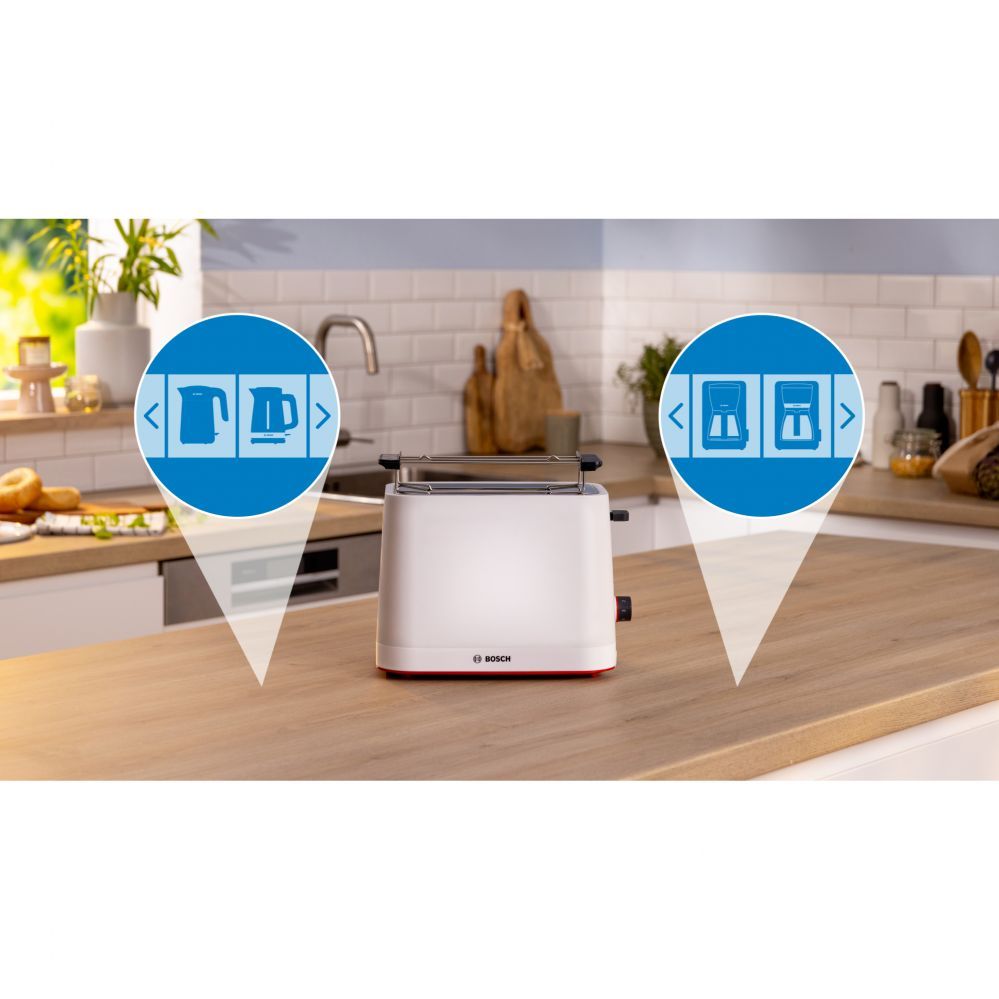 Röster Bosch  Compact Toaster | TAT3M121 MyMoment | Number of slots 2 | Housing material Plastic | White