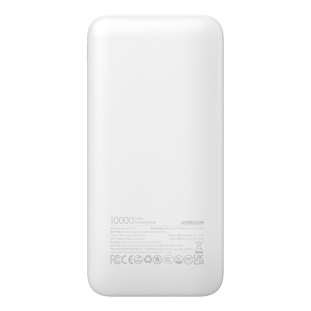 Power bank Joyroom  Powerbank Joyroom JR-PBF12 10000mAh 2.4A 2x USB-A 1x USB-C - white