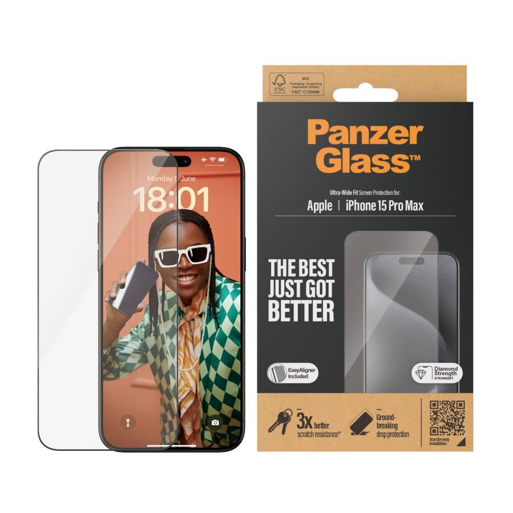 Tagakaaned PanzerGlass  Screen Protector iPhone 2023 6.7 Pro Max | Ultra-Wide Fit w. EasyAligner