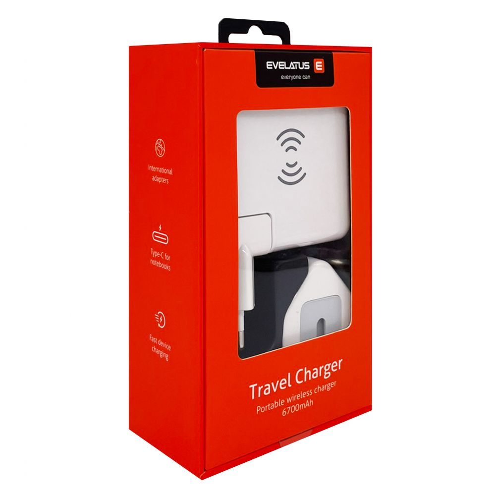 Wireless charger Evelatus  Travel adapter Wireless Charger EWC06 White