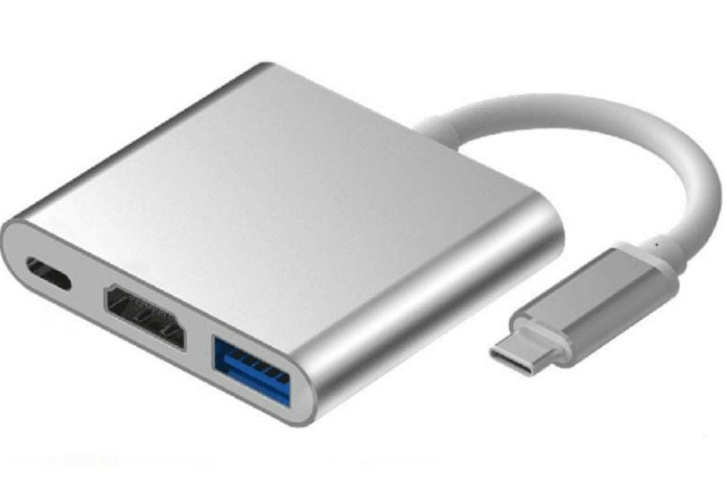 Переходник iLike  HD1 3in1 USB-C (Type-C) Plug to HDMI 4K / USB 3.0 / USB-C Female Audio & Video Cable Adapter Silver