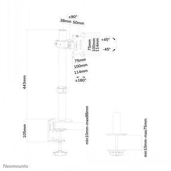 TV bracket NEOMOUNTS BY NEWSTAR  NEWSTAR FLAT SCREEN DESK MOUNT (CLAMP/GROMMET) 10-32" BLACK