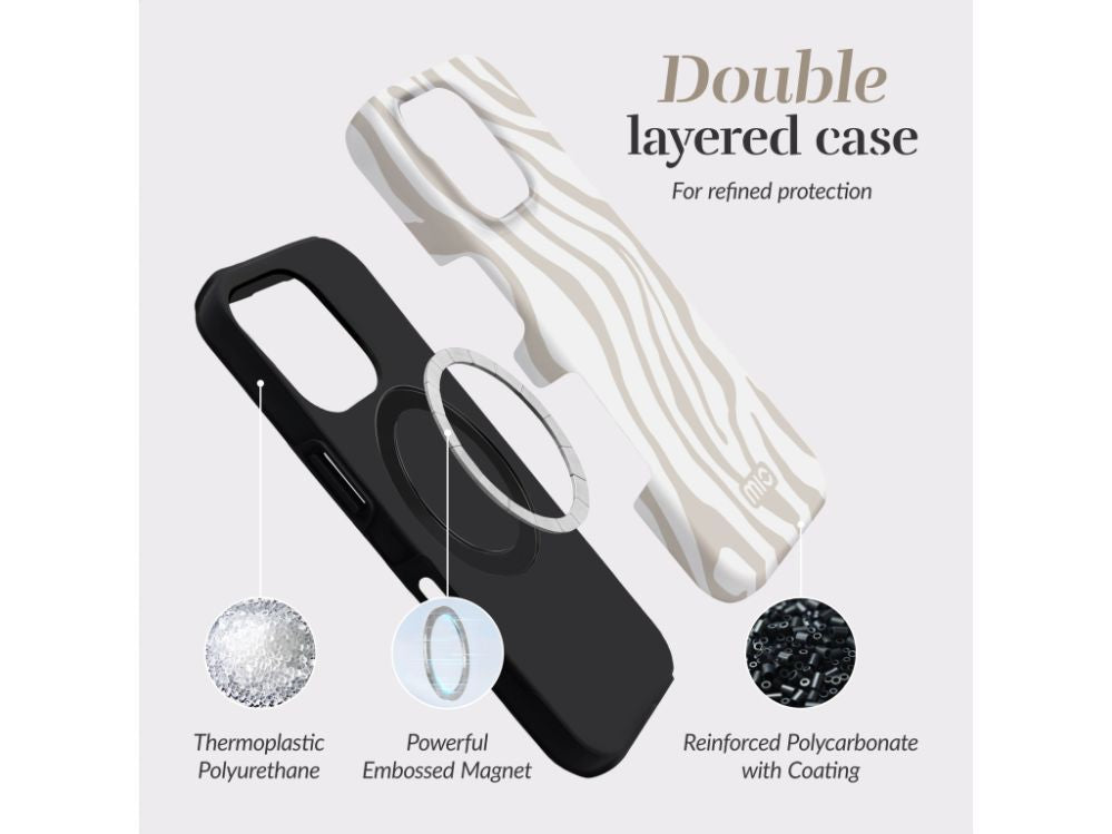 Back panel cover Mio  MIO Sandy Zebra Magsafe Case Compatible for iPhone 17 Pro Max