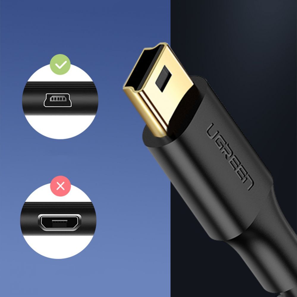 Кабель Ugreen  5 pin gold-plated USB cable - mini USB 0.5m black (US132)