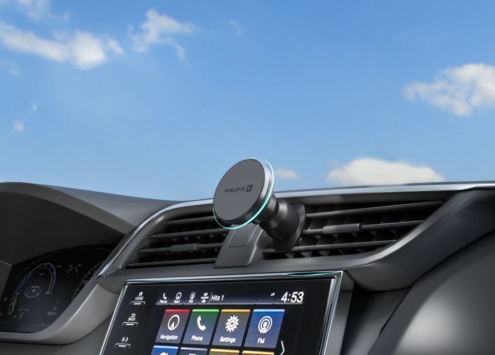 Авто держатель Evelatus  MagSafe Qi wireless charging magnet air vent mount (for Car air vent) Black