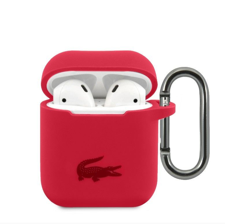 Korpus kõrvaklappidele Lacoste Apple Airpods 1/2 Liquid Silicone Glossy Printing Logo Case Red