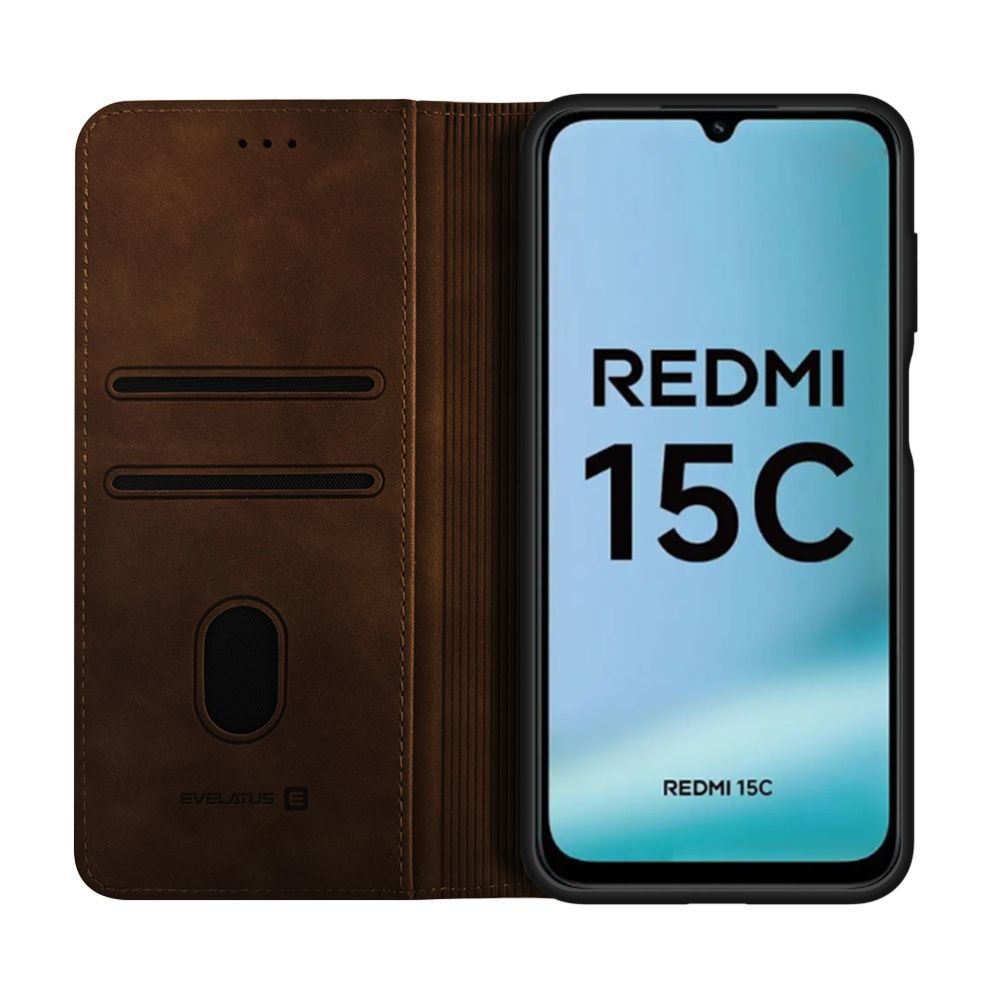 Kaaned - kaaned Evelatus Xiaomi Redmi 15C 4G/5G Book Case Folio Brown