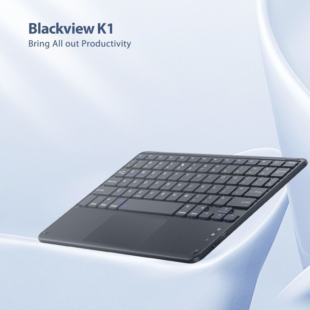 Computer keyboard Blackview  K1 Bluetooth Keyboard Wireless Ultra Slim 10” – 280mAh Battery, Bluetooth 3.0, Compatible with Windows / Android / iOS, Black Gray