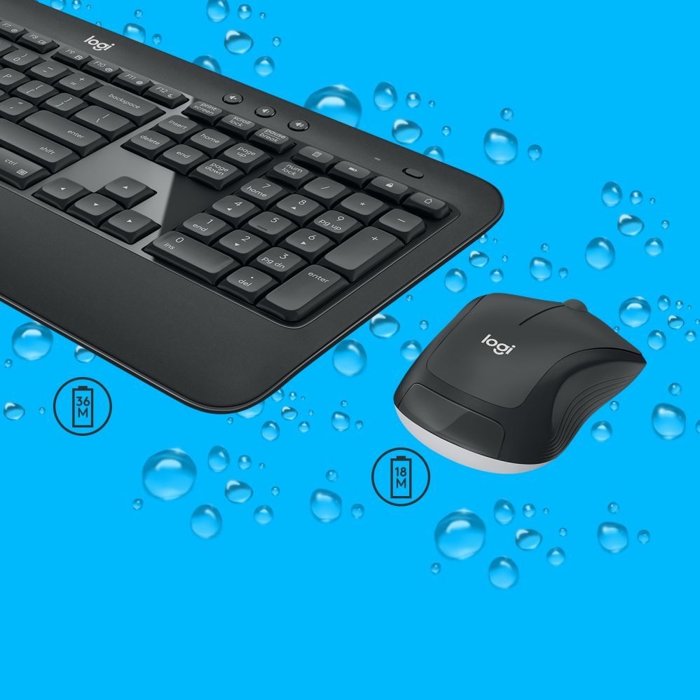 Компьютерная клавиатура Logitech  MK540 Advanced Keyboard and Mouse Set, Wireless, Mouse included, Batteries included, US, Wireless connection, USB, Black