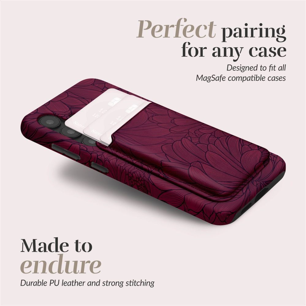 Back panel cover Mio  MIO Berry Blooms Magsafe Case Compatible Card Holder