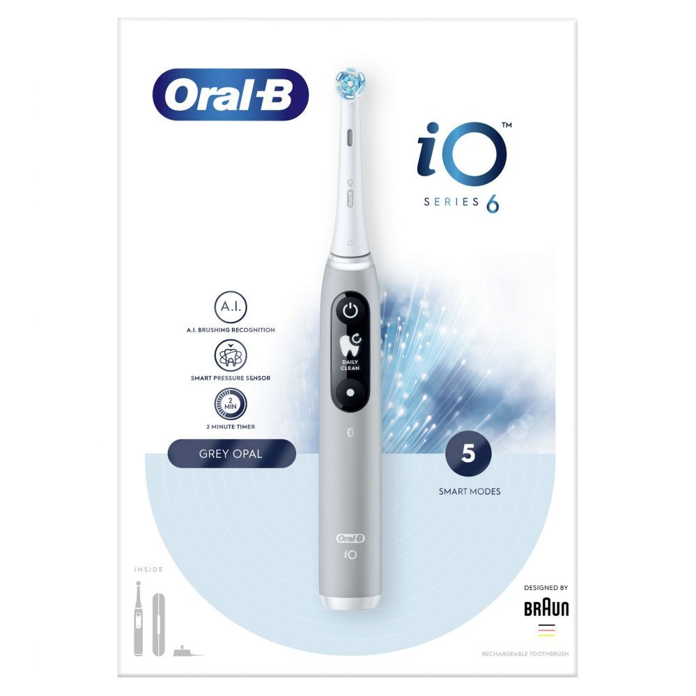 Зубная щётка Oral-B  Toothbrush iO Series 6 Rechargeable, For adults, Number of brush heads included 1, Number of teeth brushing modes 5, Grey Opal