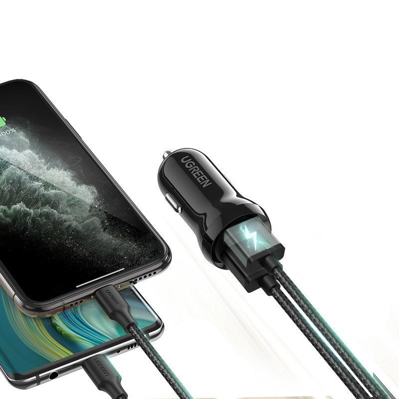 Autolaadijad Ugreen  Ugreen car charger 2x USB 24W 4.8 A (2x 2.4 A) black (50875) Black