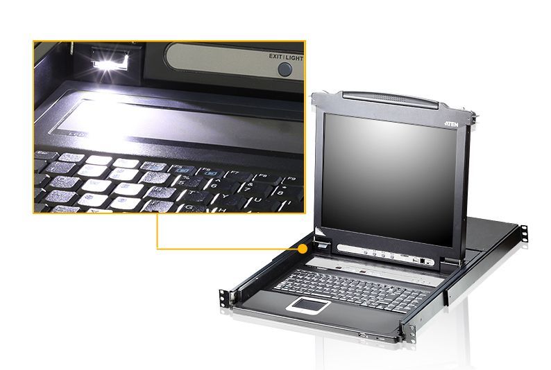 Сервер - Прочие аксессуары Aten  CL5708M 8-Port PS/2-USB VGA 17" LCD KVM Switch with Daisy-Chain Port and USB Peripheral Support