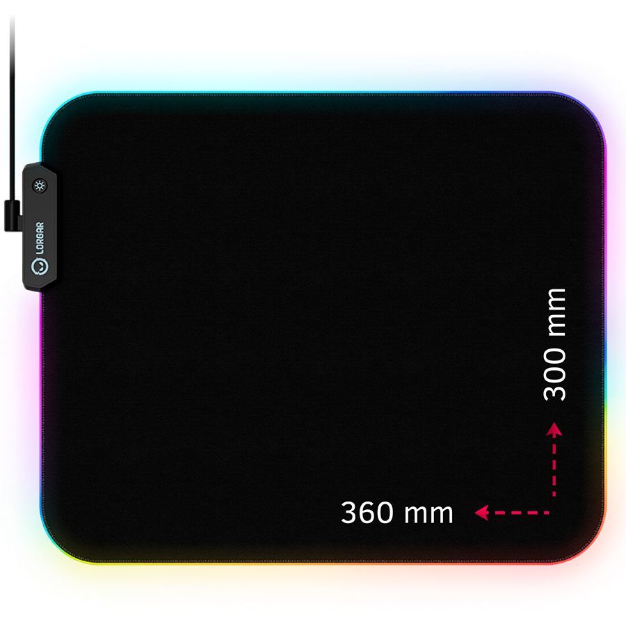 Mouse pad LORGAR  Lorgar Steller 913, Gaming mouse pad, High-speed surface, anti-slip rubber base, RGB backlight, USB connection, Lorgar WP Gameware support, size: 360mm x 300mm x 3mm, weight 0.250kg