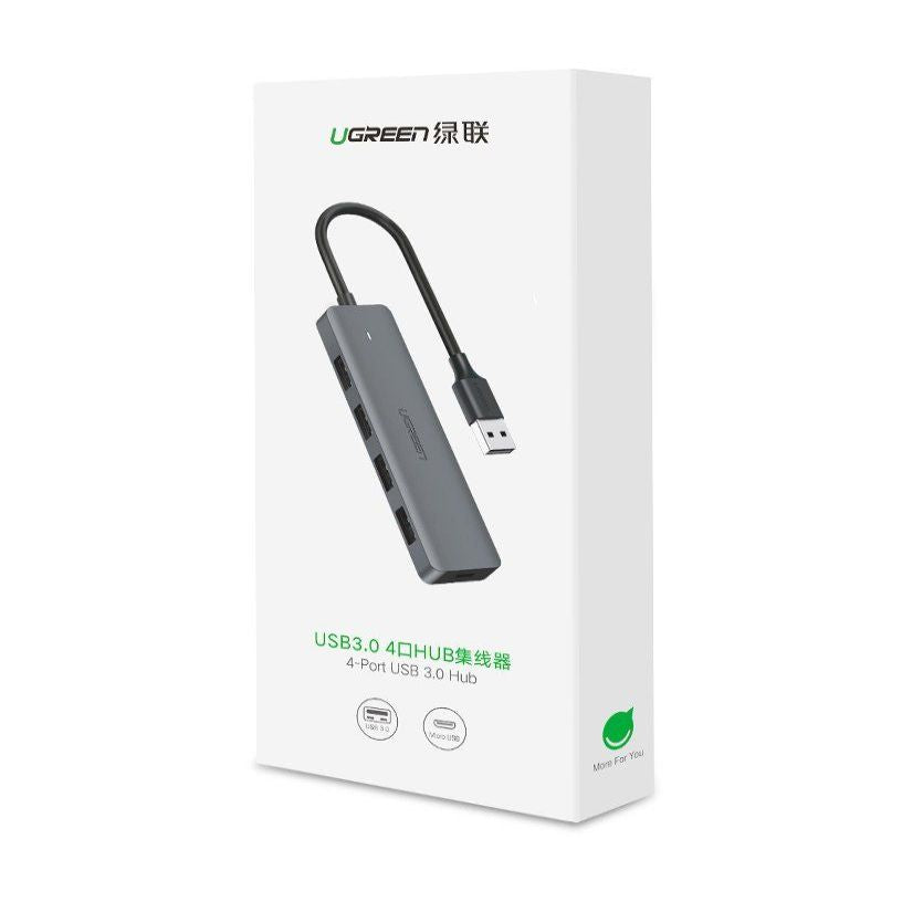 Kaabel Ugreen  Ugreen USB HUB - 4x USB 3.2 Gen 1 with micro USB power port gray (CM219 50985)