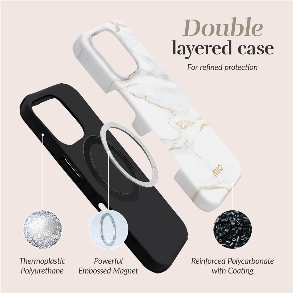 Back panel cover Mio  MIO White Marble Magsafe Compatible for iPhone 17