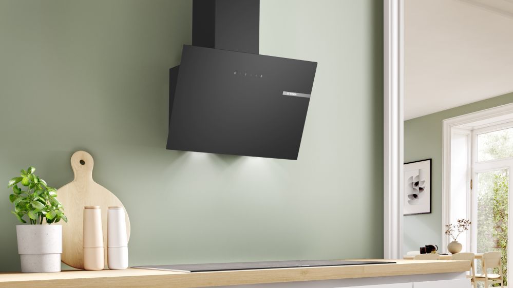 Built-in cooker hood Bosch  DWK65DK60 Wall-mounted Hood, A, Width 60 cm, Max extraction power 430 m3/h, Boost position 550 m3/h, Black