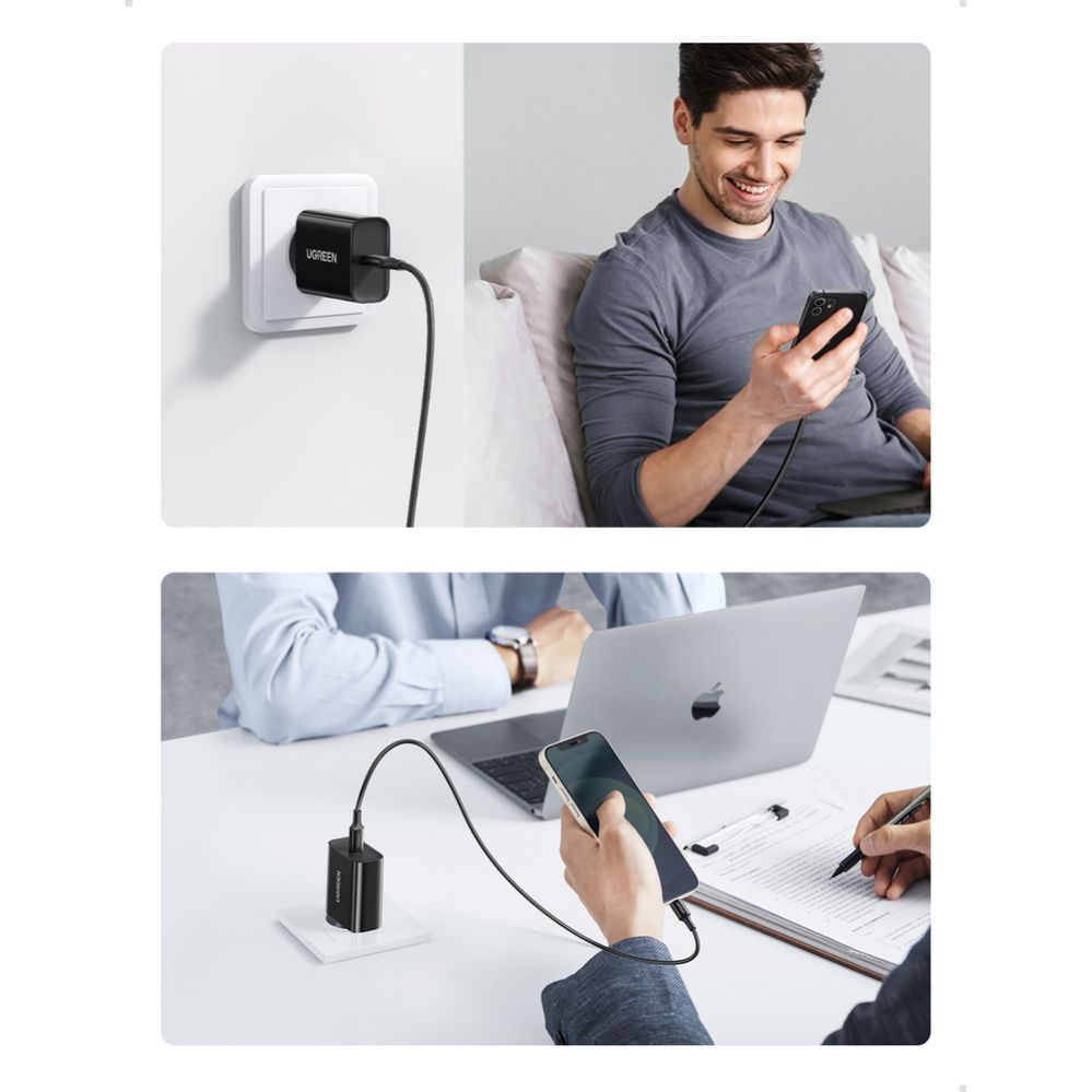 Adaptrid Ugreen  USB wall charger Type C 20W Power Delivery black (10191) Black