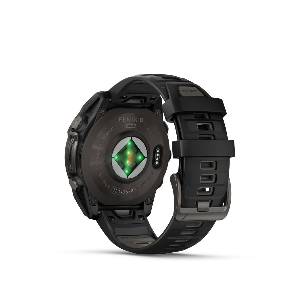 Smart watches Garmin  Fenix 8 – 47 mm, Solar, Sapphire Sapphire, Carbon grey DLC titanium with Black/pebble grey/ 010-02906-11