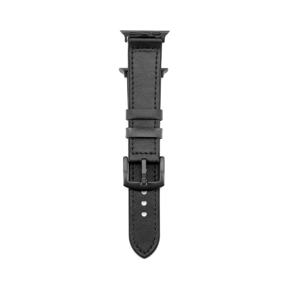 Rihm Connect  Watch 42/44/45mm Silicone patch Leather Watch Strap (132mm M/L) Black