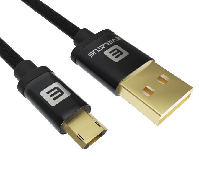 Kaabel Evelatus  Data cable Micro USB EDC02 dual side gold plated connectors Black