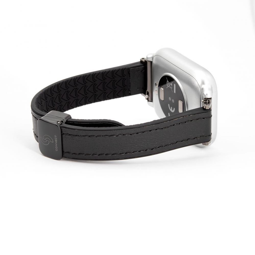 Rihm Connect  22mm Silicone Leather Watch Strap with Magnetic Black