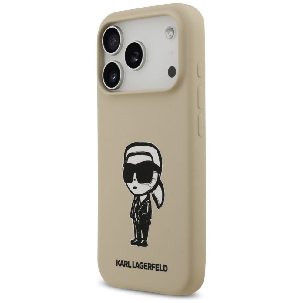 Tagakaaned Karl Lagerfeld Apple KARL LAGERFELD case for IPHONE 17 Pro compatible with MagSafe KLHMP17LSKIGROW (Silicone W/ KL Sketch & Logo) brown Brown