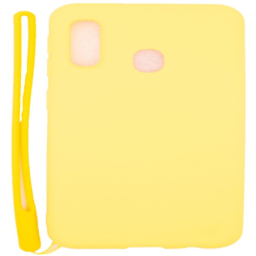 Back panel cover Evelatus Samsung A20e Soft Touch Silicone Case with Strap Yellow