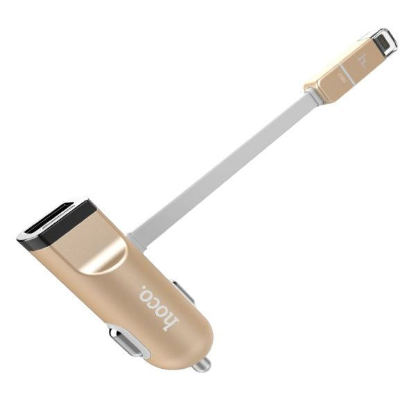 Auto charger Hoco Universal UCL01 Multifunction apple+micro usb Gold