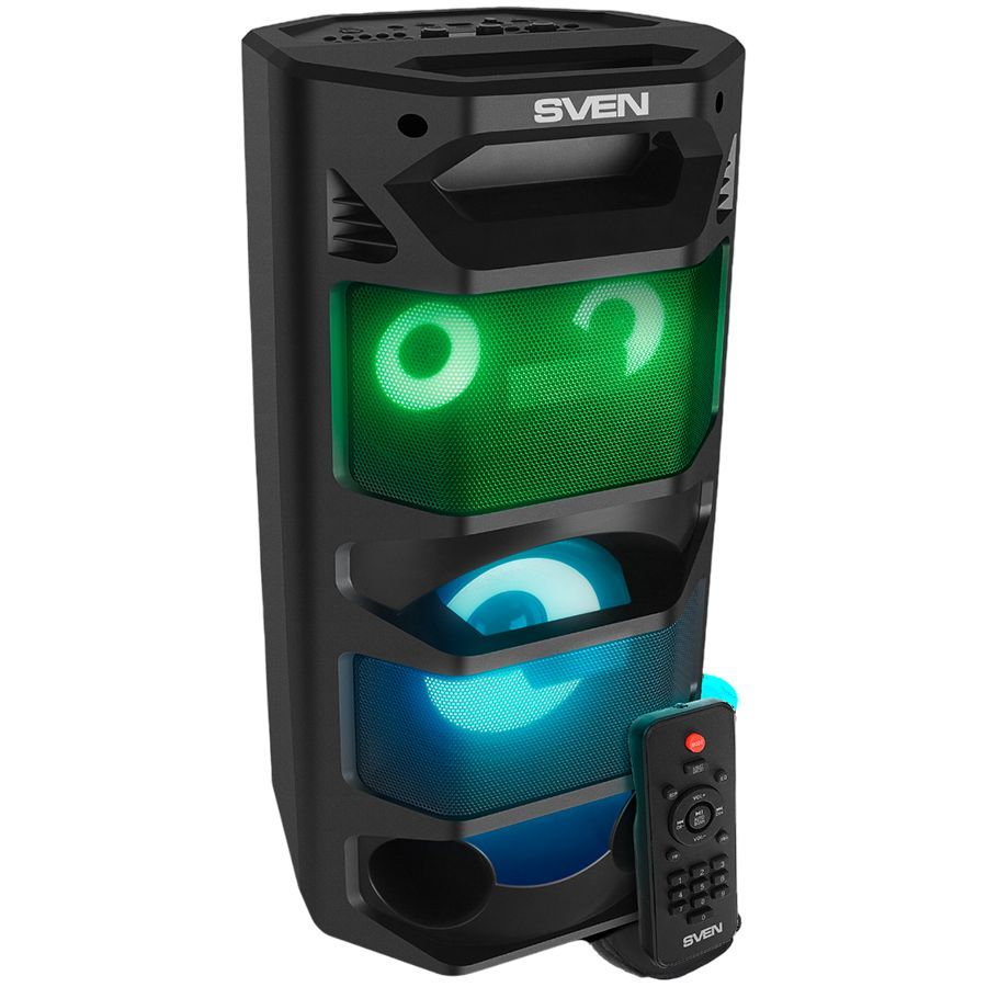 Bluetooth speakers Sven  2.0 portable speaker SVEN PS-670, black, power output 2x32.5W (RMS), TWS, Bluetooth, FM, USB, microSD, LED-display, RC, lithium battery