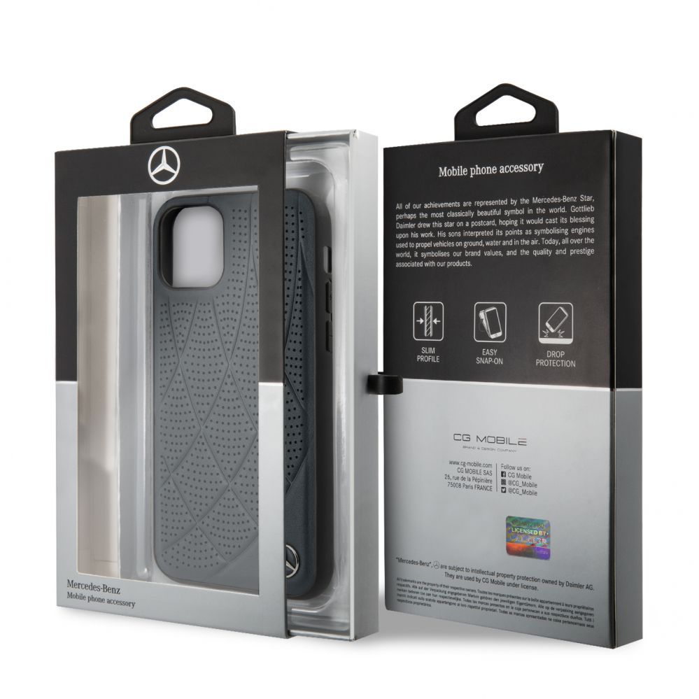 Tagakaaned Mercedes-Benz Apple iPhone 11 Quilted Genuine Leather Blue
