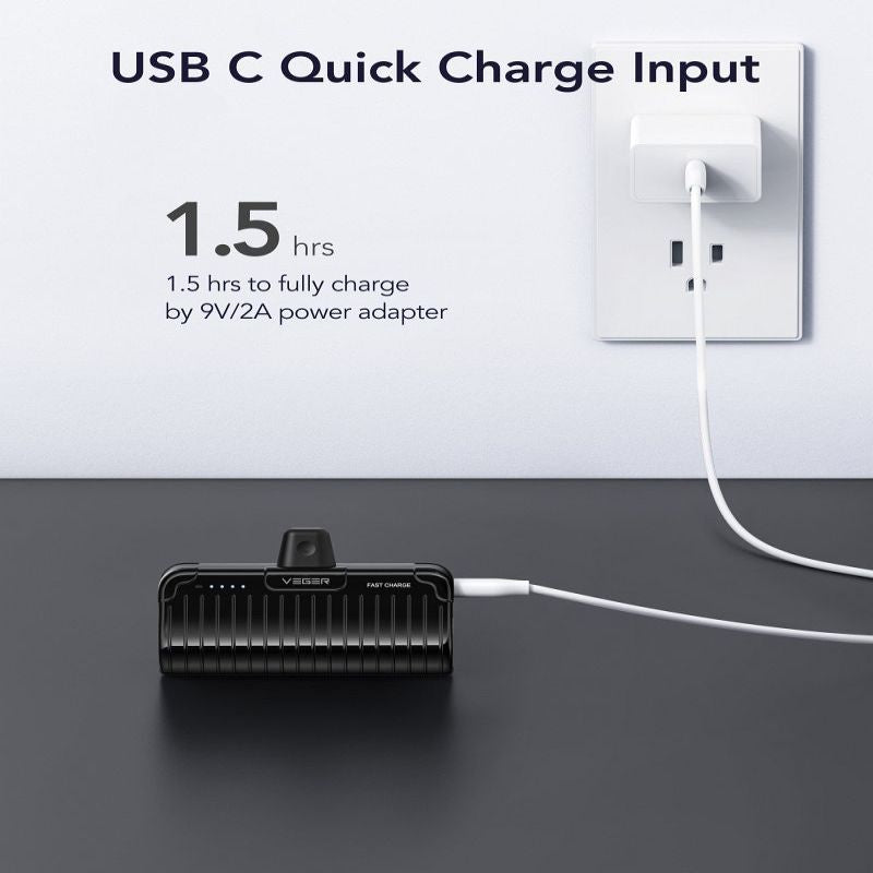 Power bank Veger  Powerbank Veger PlugOn (W0558P) PD QC3.0 2,4A 20W 5000 mAh with a built-in connector Lightning black