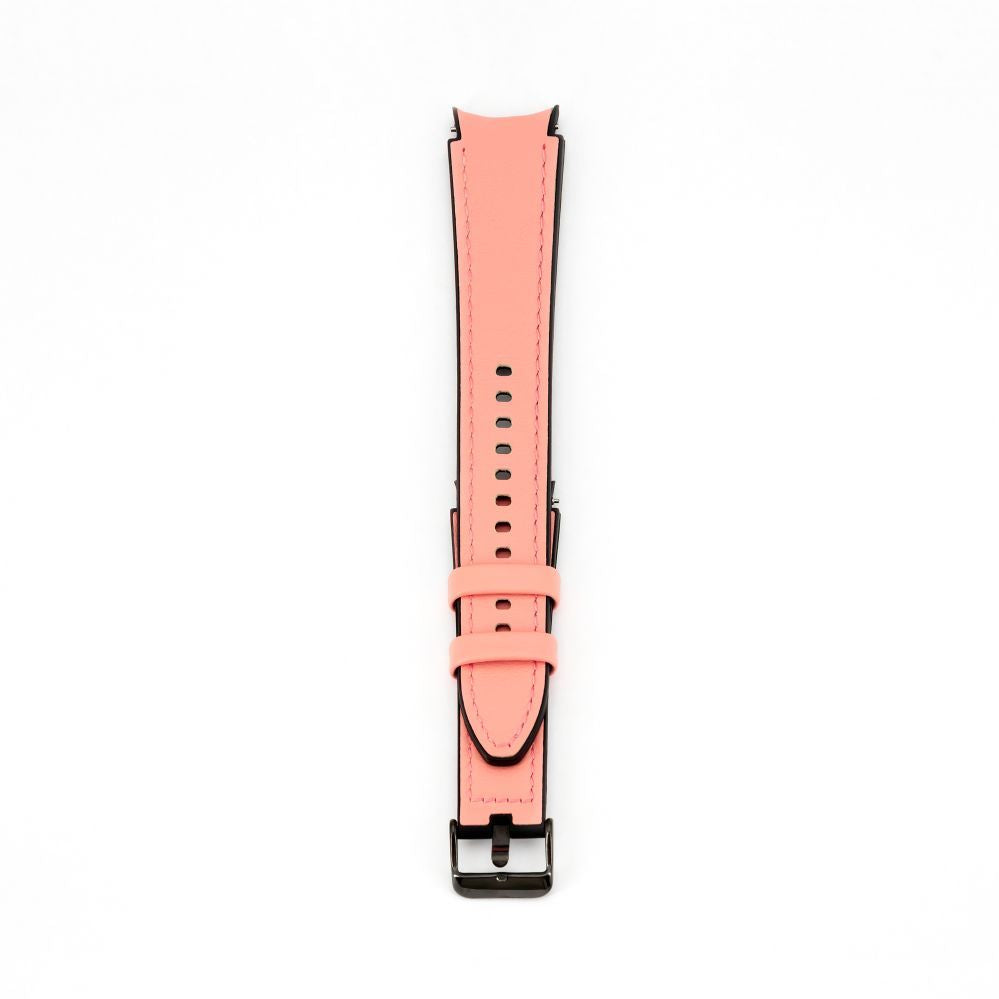 Strap Connect  20mm Silicone Patch Leather Watch Strap (130mm M/L) Pink
