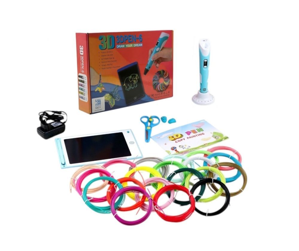 Mänguasjad iLike  Melt 3D Pen Kit Box Complete Set For 3D Printing Pen, 3D PEN-7-1 Set with Stencils 5m x 20 Colors Green