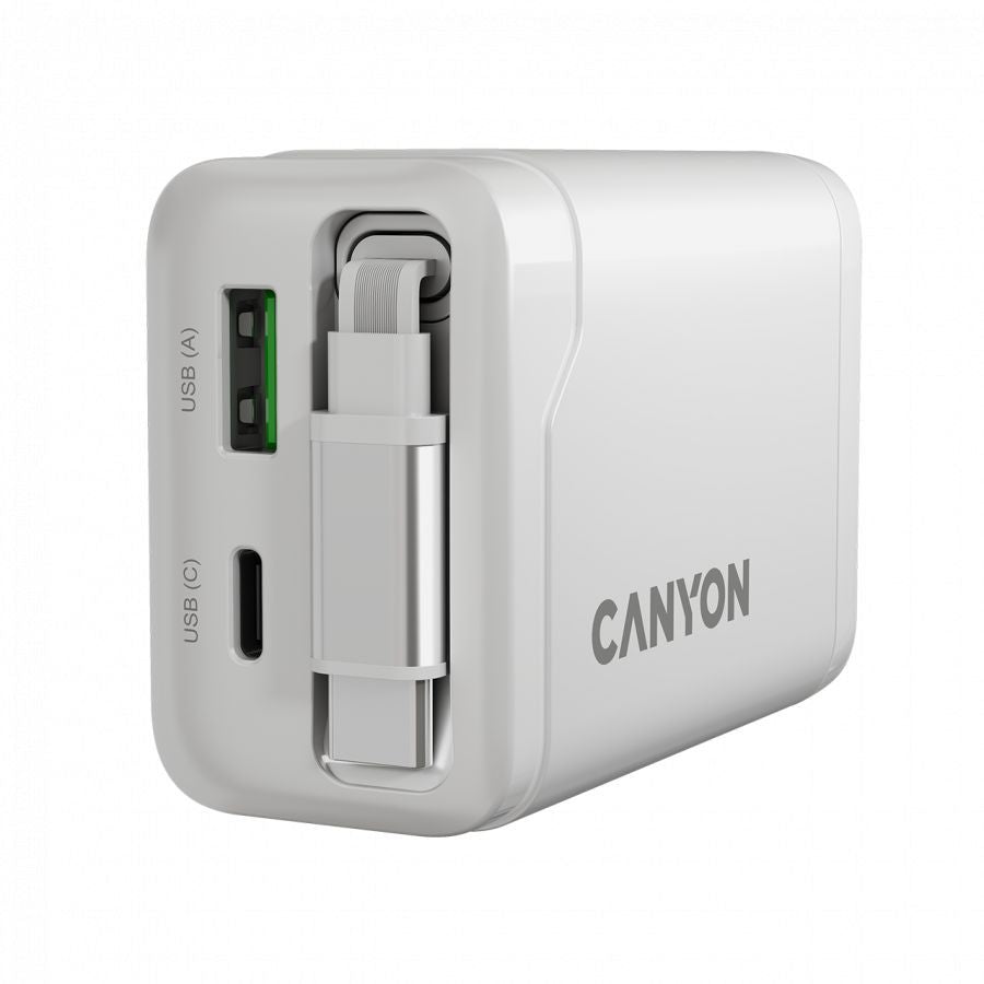Adaptrid Canyon  CANYON charger OnCharge 65RC Build-In Cable USB-C 65W 1xPD 1xQC EU White