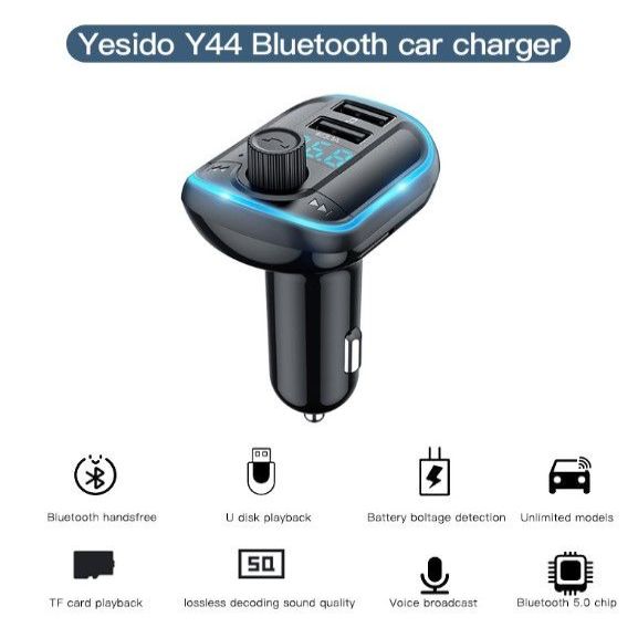 FM modulaator yesido  Y44 MP3 Player Bluetooths Cigarette Lighter Auto Charge Universal U Disk 2 Usb Car Charger Black