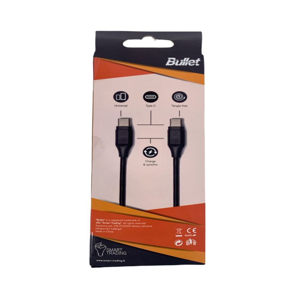 Cable -  BULLET Type C - Type C 1m, 2.4A Black
