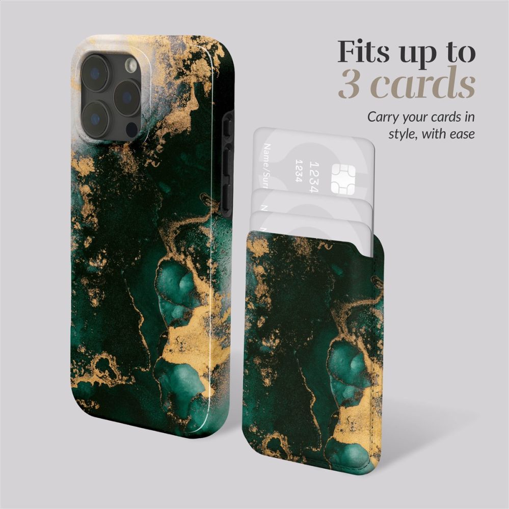 Back panel cover Mio  MIO Green Marble Magsafe Case Compatible Card Holder