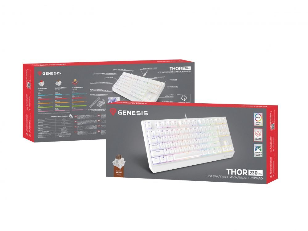 Computer keyboard Genesis  THOR 230 | Mechanical Gaming Keyboard | Wired | US | White | USB Type-A | Outemu Brown